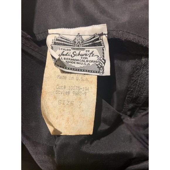 VINTAGE Bill Berman California Styled Jodi Schwartz DRESS Sz 7 Poofy BLACK 80s - Picture 3 of 6